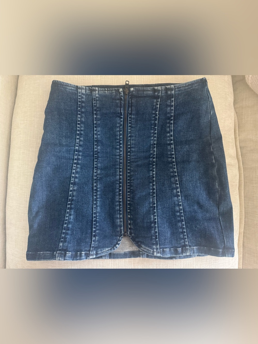 Free People We The Free Denim Mini Skirt Exposed Zip Y2K Size 0